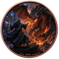 Médaillon Sorcier et Dragon de Feu, Relief 3D Double Face, Pièce Commémorative Électroplaquée en Alliage – Souvenir pour Cadeau d'Anniversaire