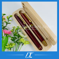 Ensemble de stylos en bois de rose rouge de luxe avec logo personnalisé, finition métallique, pour cadres d'affaires