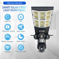 Lampe solaire de rue V380 avec contrôle à distance WiFi triple vue, 4G PTZ, lampe solaire tout-en-un, caméra HD étanche