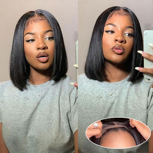 Cheveux Humains Remy Double Drawn Bob Perruques Swiss HD Lace Front Cheveux Humains Bruts Vietnamiens SDD Court Bob HD Lace Front Perruque Sans Colle - Product Image 2