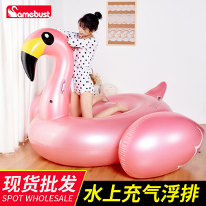 Flotador Inflable de Flamenco Rosa Grande para Adultos, Cama Flotante para Piscina, Decoración para Fiestas al Aire Libre - Product Image 5