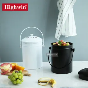 HIGHWIN Poubelle à compost de cuisine en acier inoxydable pour comptoir <span class=keywords><strong>avec</strong></span> <span class=keywords><strong>couvercle</strong></span> - Product Image 1
