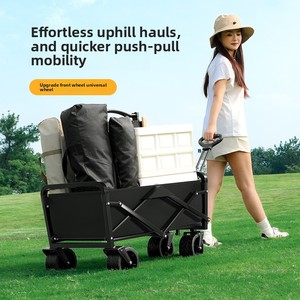 Modern <b>Foldable</b> 4-Wheel Stainless Steel Water Resistant Utility <b>Wagon</b> Portable Outdoor Furniture Trolley Camping Shopping Daily - Product Image 3