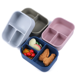 Portable Divided Food Storage Container Eco Friendly Bpa Free Silicone Bento Lunch Box For Kids Bpa Free Lunch Box Set