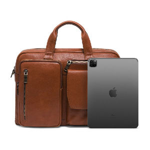 Maleta Dujiang de cuero genuino con 4 ruedas, resistente, para viajes, para hombres de negocios, de color sólido, con cierre de cremallera. - Product Image 5