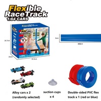 Jouets de piste de course en PVC flexible, piste de course flexible de 15 pieds avec voitures en plastique, ventouses, se roule en boule, piste de course portable à monter soi-même