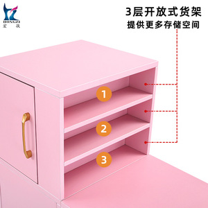 HONGZI Pink Gold Plated Nail Art <b>Table</b> With Large <b>Storage</b> Compartment <b>For</b> Manicure Salon Use - Product Image 3