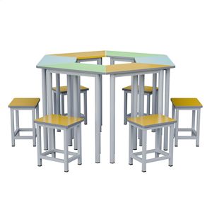 Juego de Escritorio Hexagonal para Niños Lin Ying, 6 Piezas, Muebles Escolares Modernos y Minimalistas para el Aula y el Uso en el Hogar - Product Image 4