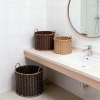 Panier de rangement ovale moderne en rotin PE écologique et flexible avec poignées, haute qualité, personnalisable, fabrication de précision, pour salon et buanderie
