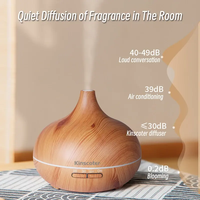 Diffuseur d'aromathérapie à ultrasons en grain de bois télécommandé avec 7 couleurs de lumière Humidificateur d'aromathérapie 500ml Grand volume de brume