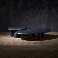 Table basse sculpturale FERLY pour salon, en marbre écologique, forme galet-courbe, moderne, taille et finition personnalisables