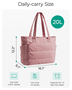 Sac de shopping matelassé pour femmes avec porte-gobelet, compartiment pour ordinateur portable et pochette à cosmétiques - Product Image 2