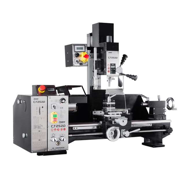 CT2520 High Precision Variable Speed 3 in 1 Lathe Mill Drill Combo Machine for Metal Working Bench Lathe Machine