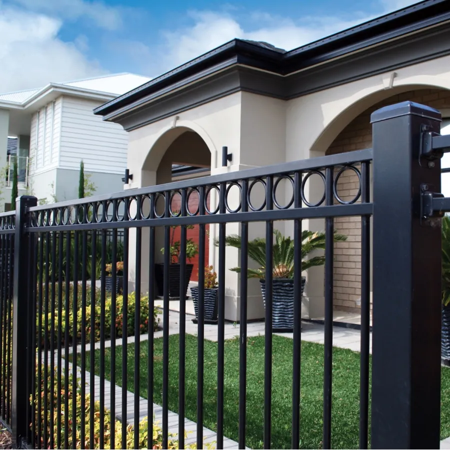 Wrought Iron Fence Steel Tubular Driveway Gates with Zinc Waterproof Surface for Home   Garden Panel Shape Security Gate Usage