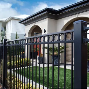 Valla de hierro forjado, puertas de entrada tubulares de acero con superficie impermeable de Zinc para el hogar y el jardín, forma de Panel, uso de puerta de seguridad