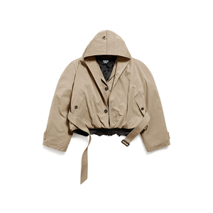 Capospalla da <span class=keywords><strong>donna</strong></span> con cappuccio corti Casual alla moda stile ampio <span class=keywords><strong>Trench</strong></span> con cintura in vita - Product Image 5