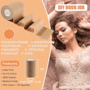 Boob Booby Boob Tape With Sticker Breathable Waterproof Push Up Booby Tape Breast Lift Tape Strips Roll