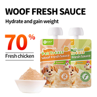 OEM ODM 90g Sauce à la viande fraîche pour chien, Aliment humide pour chat, Formule 70% poulet frais, Hydratant et favorisant la prise de poids, Saveurs Citrouille et Fromage