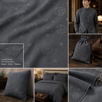 Tissu de doublure en brocart jacquard Premium Treasure-Flower, soie, 140 cm de large, écologique, léger, gris anthracite, pour cheongsam
