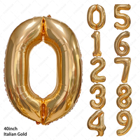 Fourniture de ballons ballons en aluminium numérotés de 40 pouces pour la décoration de cadeaux de fête d'anniversaire ballons gonflables ballons en aluminium numérotés en or d'Italie