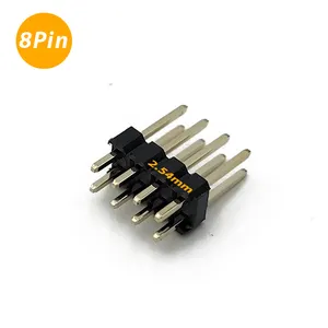 Fabriek Aangepaste Pin Header 8pin 2.54Mm Pitch Enkele Dubbele Rij Pcb Connector Smd Pin Header