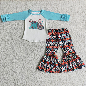 Conjuntos de Ropa para Niños al por Mayor RTS, Conjuntos de Ropa de Boutique para Niños, 2 Piezas, Camiseta de Manga Corta, Pantalones de Campana con Tirantes, Ropa para Niñas, MOQ Bajo - Product Image 6