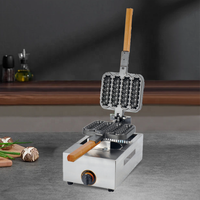 Machine à gaufres commerciale à gaz en acier inoxydable pour muffins et hot-dogs, avec recettes, pour quatre gaufres sur bâtonnets