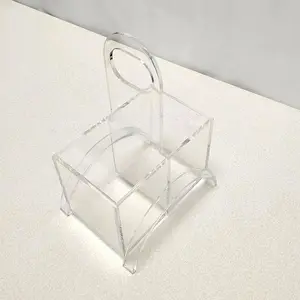 Caja de almacenamiento organizadora de cosméticos de escritorio de plástico transparente, caja de soporte de acrílico para brochas de maquillaje