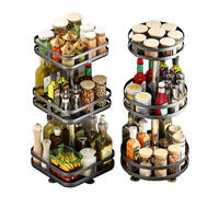 Vente en gros de nouveaux organisateurs de cuisine multifonctionnels rotatifs pour comptoir, support de rangement pour bouteilles d'huile, de sel, de sauce, de vinaigre, organisateur d'épices
