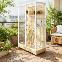 Cabinet spacieux pour oiseaux de grande taille, volière intérieure robuste, structure en bois durable, conçu pour plusieurs oiseaux
