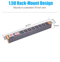 Unité de distribution d'alimentation (PDU) 8 voies IEC C13 1,5U 19 pouces pour montage en rack avec prises à double disjoncteur et protection contre les surcharges