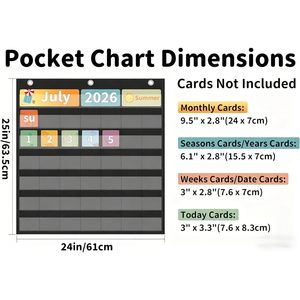 Classroom <b>Calendar</b> Pocket Chart 45 Pockets Durable Fabric Monthly Time Management For Kids Learning Back To School - Product Image 3