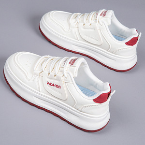 Zapatillas Deportivas <span class=keywords><strong>Blancas</strong></span> con <span class=keywords><strong>Plataforma</strong></span> para <span class=keywords><strong>Mujer</strong></span> - Zapatos Casuales con Cordones y Suela Antideslizante, Elegantes para Uso Diario y Urbano - Product Image 3