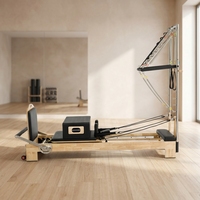 Máquinas Reformer de Estudio para Entrenamiento de Yoga en Casa, Reformer de Pilates de Madera de Roble con Torre y Media Trapecio