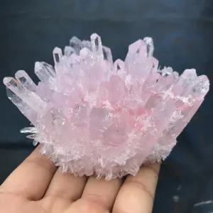 Wholesale pink quartz Phantom crystal cluster cure rose quartz cluster healing