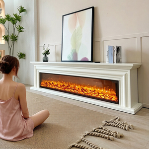 <span class=keywords><strong>Cheminée</strong></span> électrique encastrée murale pour intérieur, décorative, avec <span class=keywords><strong>LED</strong></span> et flamme artificielle réaliste, pour la décoration murale intérieure - Product Image 6