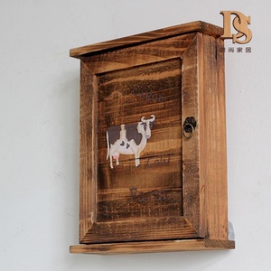 Boîte à clés en bois vintage rétro avec technique de polissage Décoration d'intérieur Montage mural Rangement <span class=keywords><strong>Porte</strong></span>-clés suspendu - Product Image 3