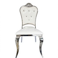 Chaise de salle à manger royale européenne en acier inoxydable, chaise d'appoint en cristal blanc pour mariage, événement, fête