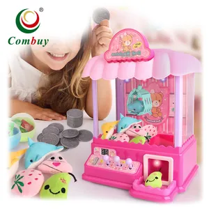 Kızlar hediye ucuz plastik mini oyuncak sikke vinç pençesi makinesi