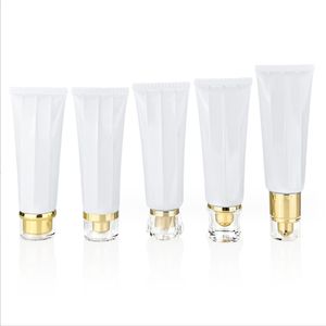 Paquete de manguera cosmética arrugada poligonal blanca de 80g, embalaje de 80ml, botella vacía, botella de vacío de plástico - Product Image 1