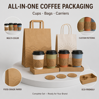 Gobelets en papier jetables personnalisés tout-en-un Kingze 8-22oz, manchons écologiques, sacs kraft et supports – Vente en gros