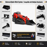 Pengiriman Gratis Mini Crawler Skid Steer Loader Multifungsi Skid Steer Loader Pertanian Kebun Diesel Compact Skid Loader