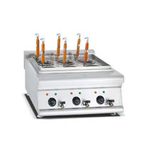 Cuiseur à pâtes électrique commercial 6 paniers, bouilloire à nouilles de table en acier inoxydable, machine à cuisiner le ramen pour spaghetti et boulettes
