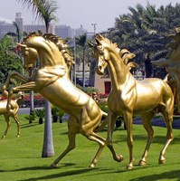 Sculpture d'animaux en Bronze sur mesure, Statue de cheval en Bronze doré, Sculpture de cheval en laiton