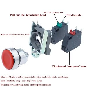 Nouveau XB4 métal épaissi bouton interrupteur instantané auto-réinitialisation plan d'arrêt d'urgence 22mm interrupteur rotatif XB4-BA42 BA31 BA55 XB2 - Product Image 5