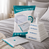 Sacs de compression sous vide à 9 couches PA+PE, sacs de rangement hermétiques réutilisables pour vêtements, couettes, literie, oreillers