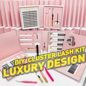 wholesale diy cluster eyelash extension kit individual cluster silk fluffy fan natural pre cut mink segment lash private label