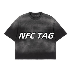 T-shirt à col rond surdimensionné 100% coton Streetwear pour homme Impression personnalisée avec étiquette NFC - Product Image 2