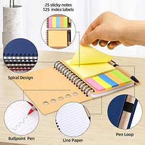 Custom Logo Spiral Steno Notebook with Paper Cover Suitable for Students Adults with <b>Sticky</b> Notes and Colored Index <b>Tabs</b> - Product Image 4