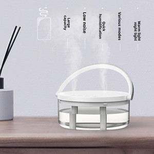 เครื่องเพิ่มความชื้นในอากาศพลาสติกอเนกประสงค์แบบพกพา พอร์ต USB คู่ ความจุ 1.2 ลิตร พร้อมไฟกลางคืน ฟังก์ชั่นตั้งเวลา ใช้งานในบ้าน ไร้สาย ขายส่งจากโรงงาน - Product Image 6